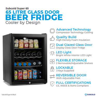 Subcold Super 65 LED Beer Fridge - Black | Refurbished